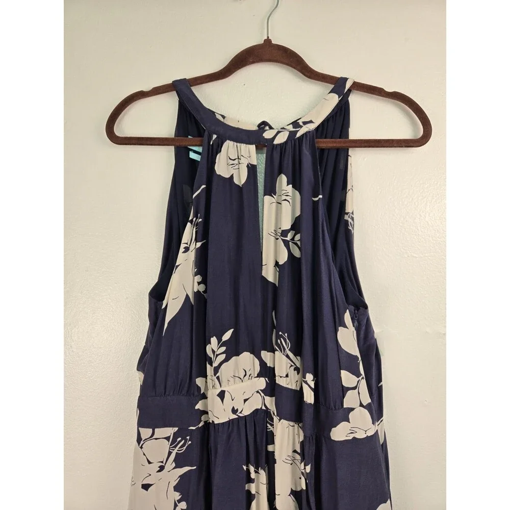 Boden Icons Agnes Dress Navy Floral Halter Midi Keyhole Size US 12 UK 16 Silk - Picture 4 of 13